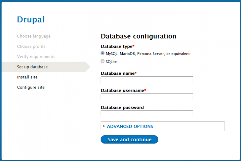 Database configuration