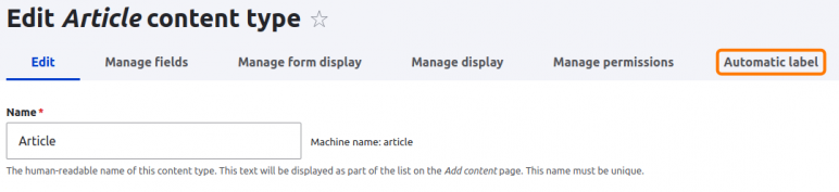 Automatic Entity Label - Edit entity